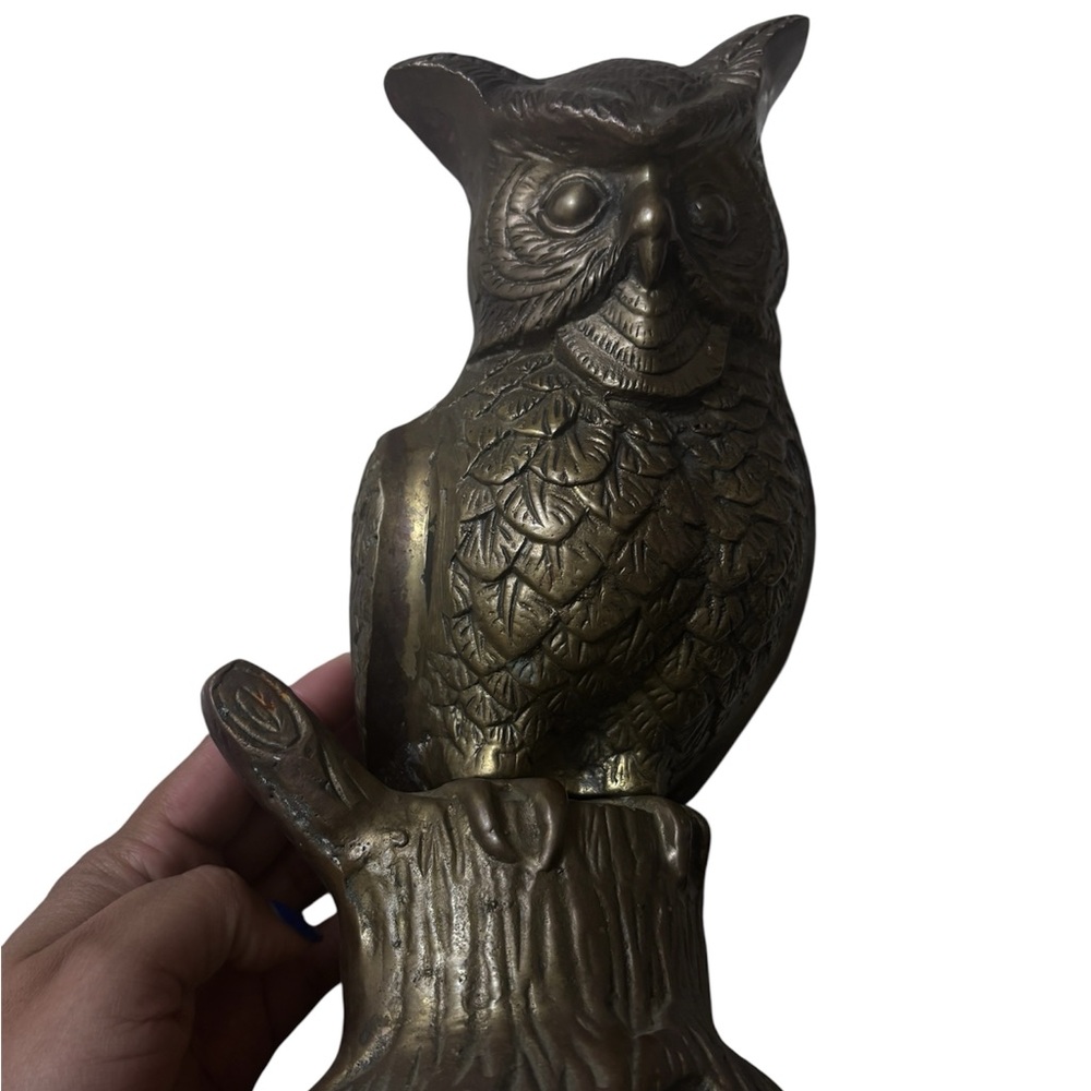 Vintage Brass Owl Figurine, Unbranded 10”